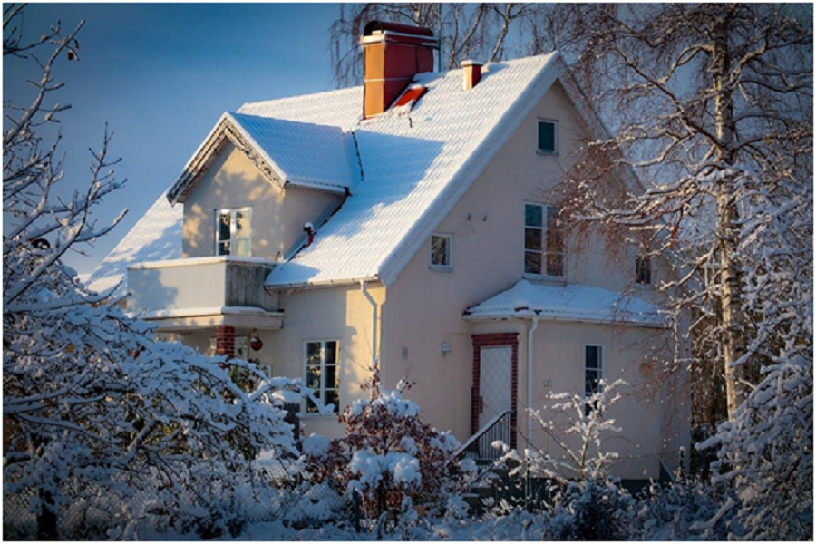 a snow-covered home. 